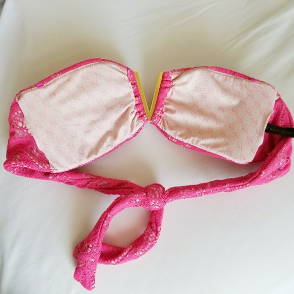 VICTORIA SECRET BIKINI TOP gold "V" crochet - Picture 3 of 5